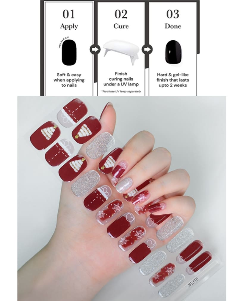 Christmas Nail Semi Cured Gel Nail Strips