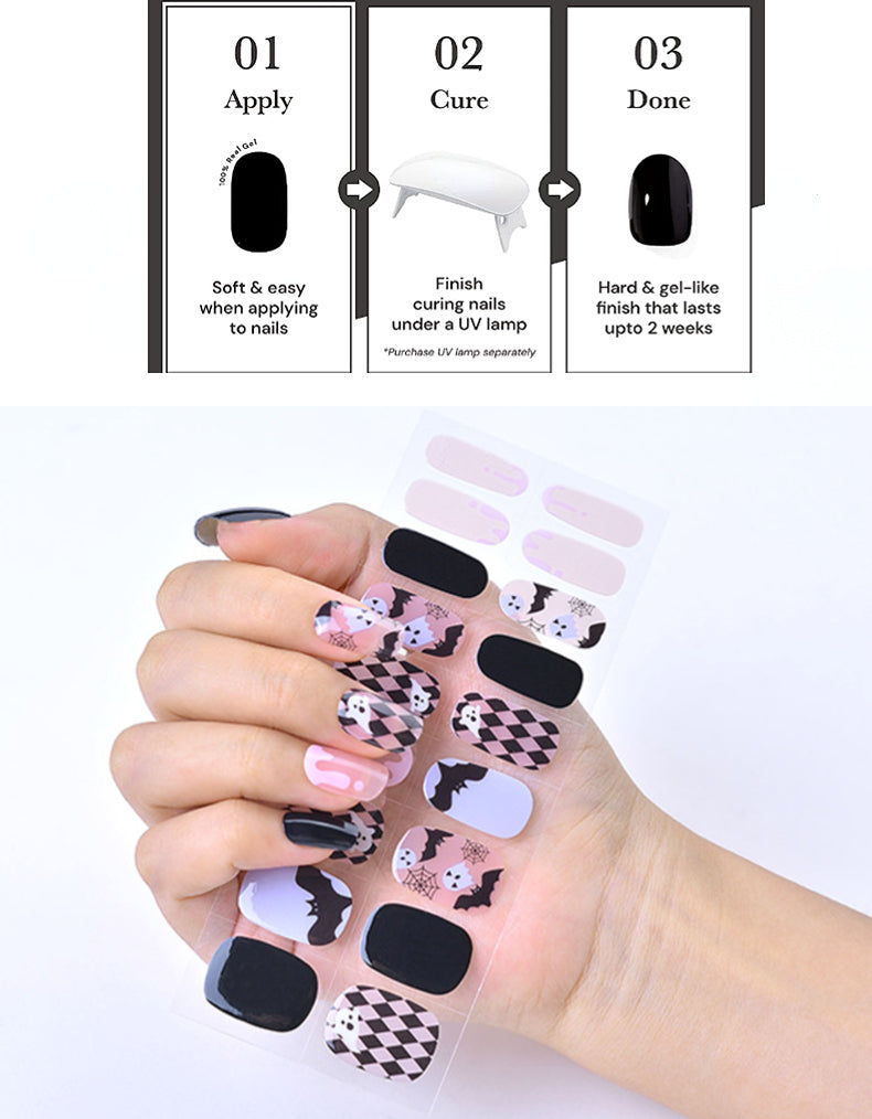 Cexynail Halloween Semi Cured Gel Nail Polish Strips Nail Wraps