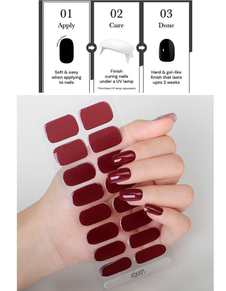 Red Nail Theory Gel Nail Strips