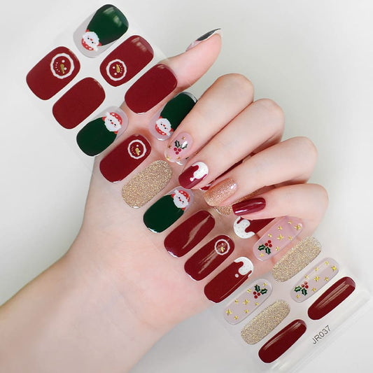 Christmas Santa Nail Semi Cured Gel Nail Strips