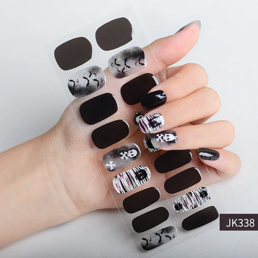 Black Ghost Halloween Semi Cured Gel Nail Strips