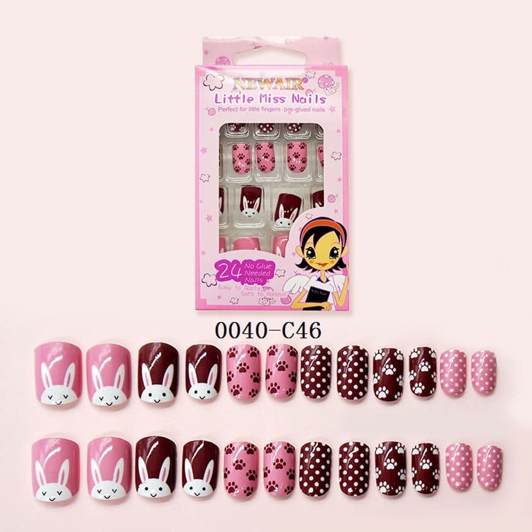 Press on Nails with Cute Rabbits for Kids