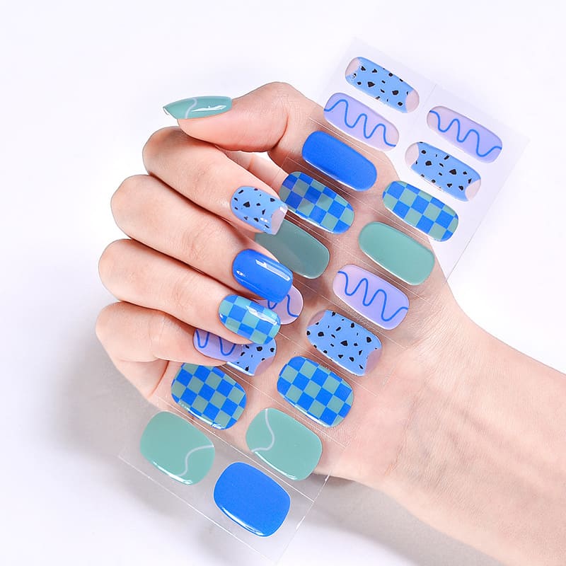 Cexynail Semi Cured Gel Nail Polish Strips Denim Blue