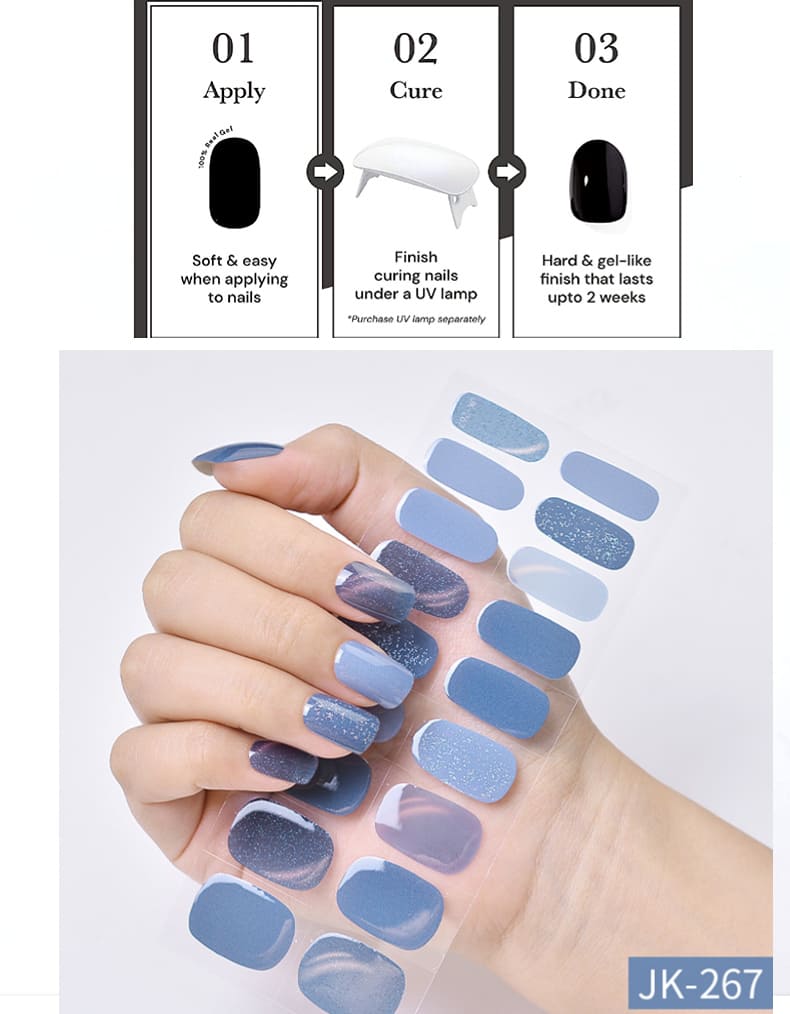 Our UV lamp cures and hardens gel nail stickers to the shape of