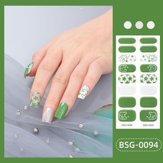 Cute Bear Gel Nail Wraps for Christmas Party