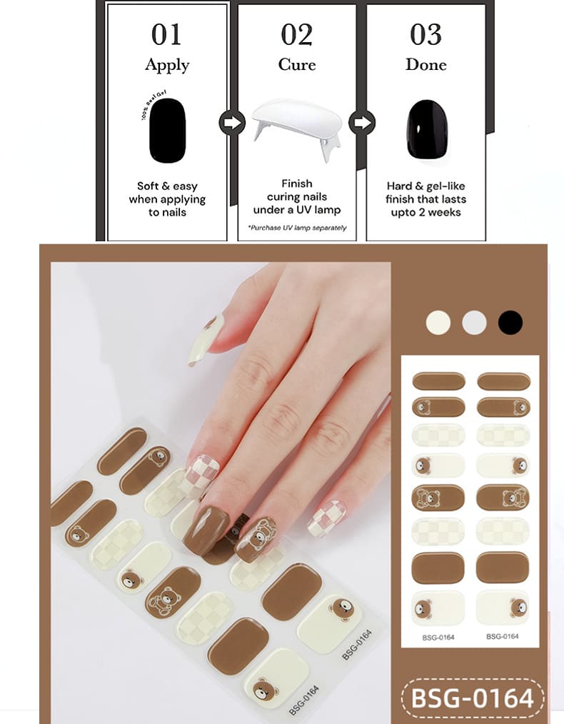 Brown Bear Gel Nail Wraps