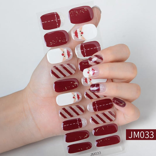 Cute Christmas Santa Semi Cured Gel Nail Strips