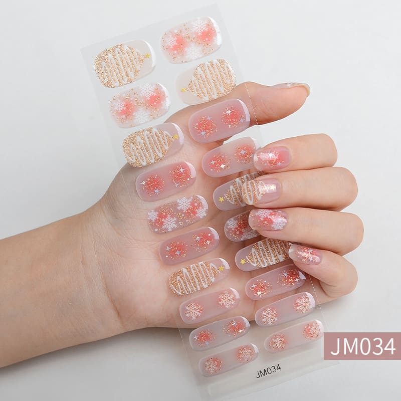 Glitter Winter Snowflakes Semi Cured Gel Nail Strips