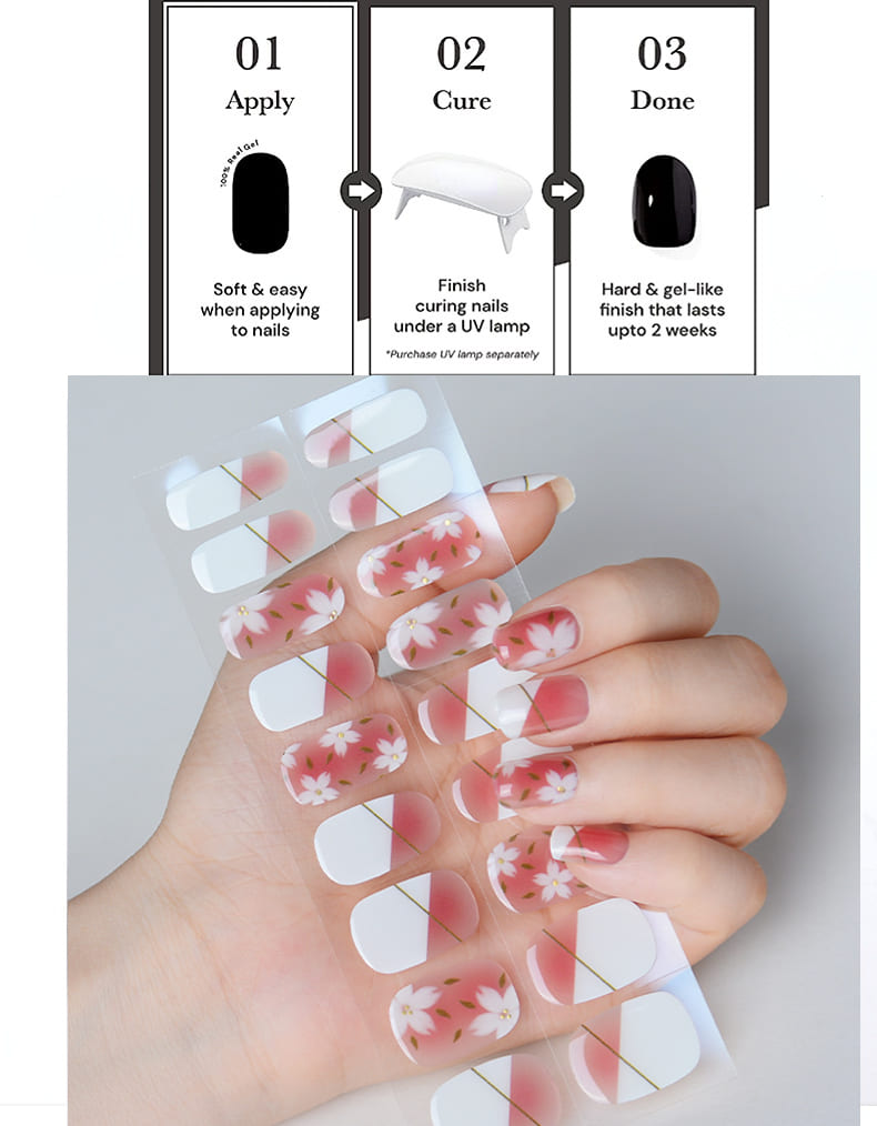 Spring Flower Semi Cured Gel Nail Strips