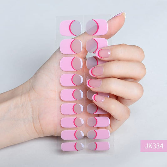 Pink French Nail Semi Cured Gel Nail Strips