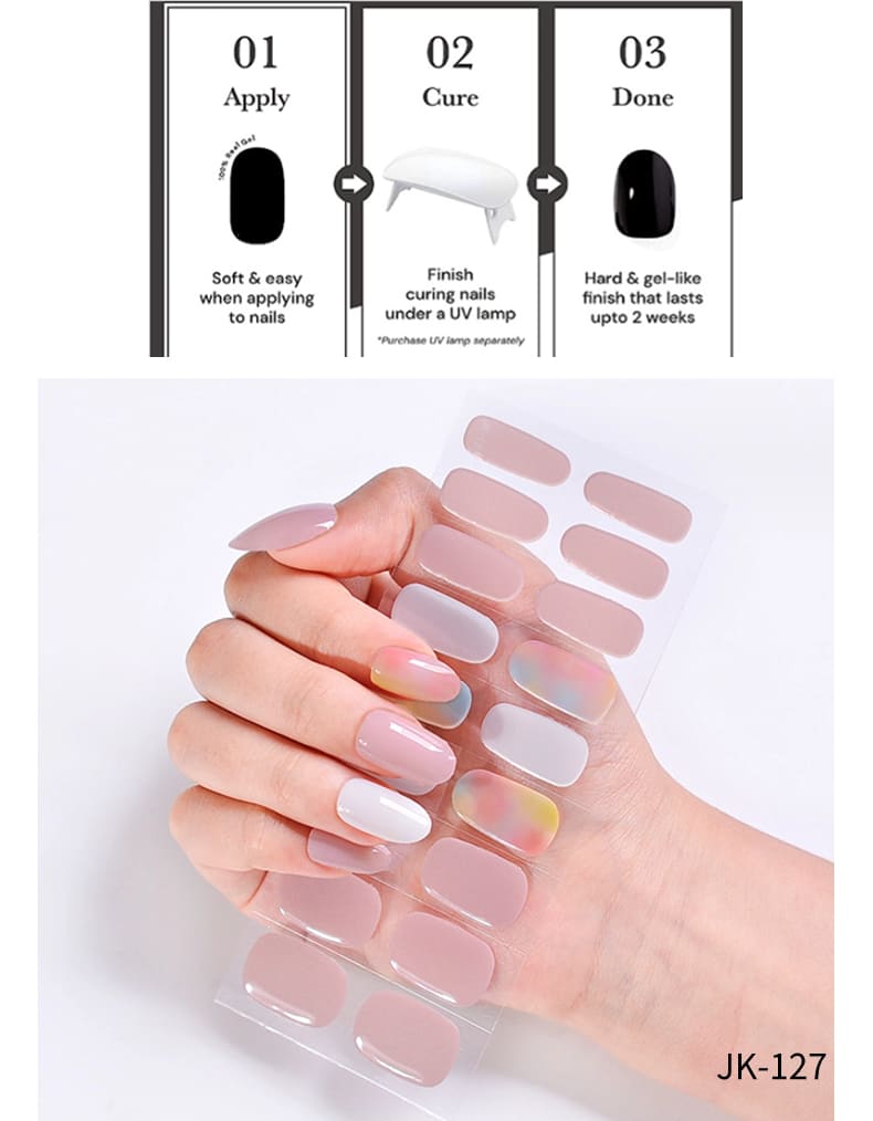 Elegant Lady Pink Semi Cured Gel Nail Strips