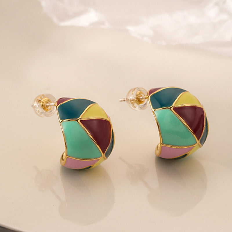 Colorful Dripping Oil Huggie Earrings