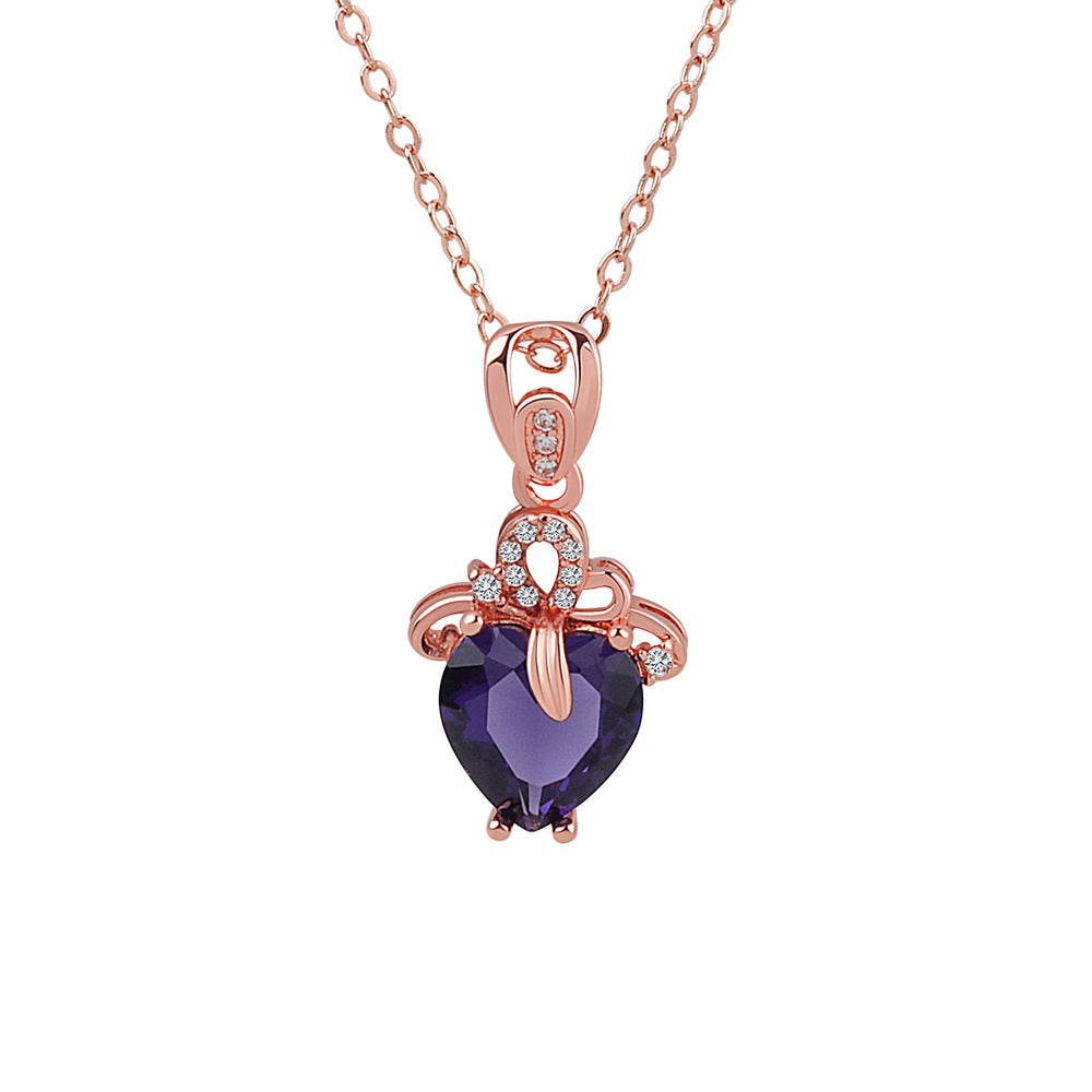 Love Heart Crystal Pendant Valentines Birthday Necklace