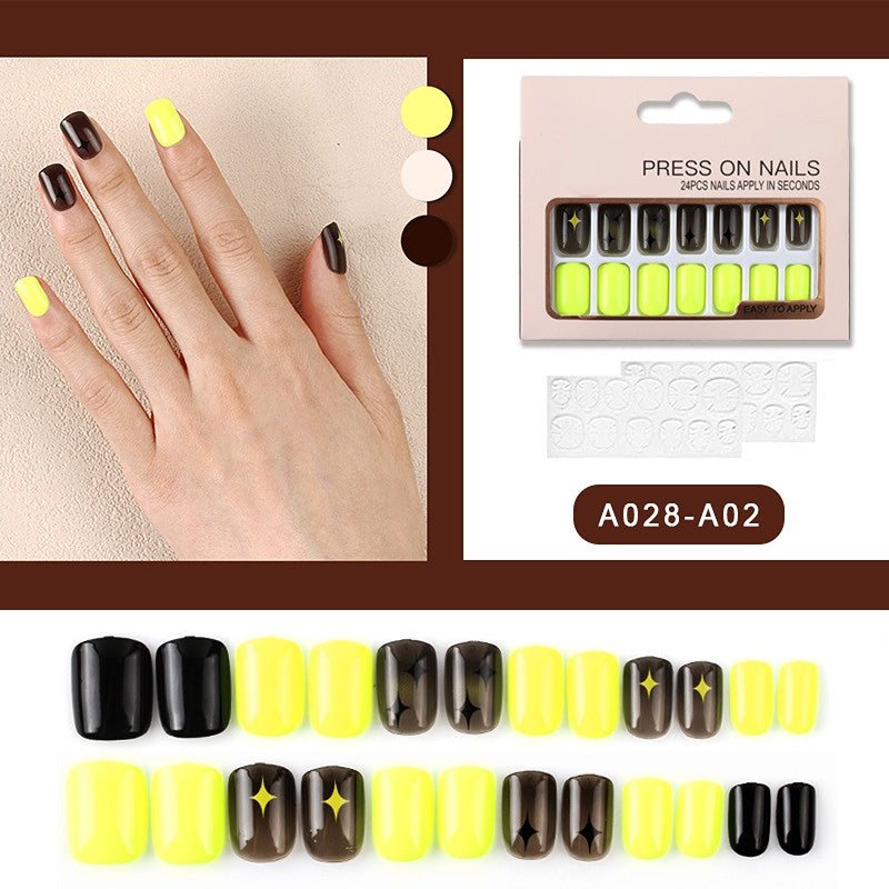 24 Pcs Acrylic Press on Nails Short Design Fake Nails Spring Summer Nails for Women