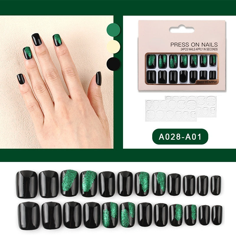24 Pcs Acrylic Press on Nails Short Design Fake Nails with Glue on Nails for Women