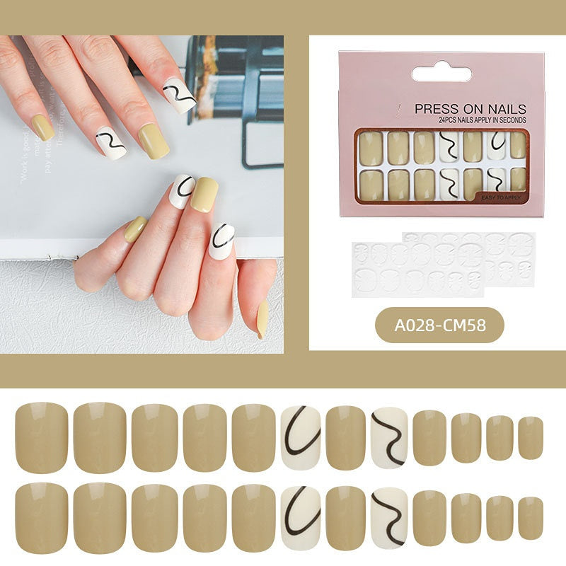 24 Pcs Short Nails Press on Nails Spring Summer Design Nails for Women