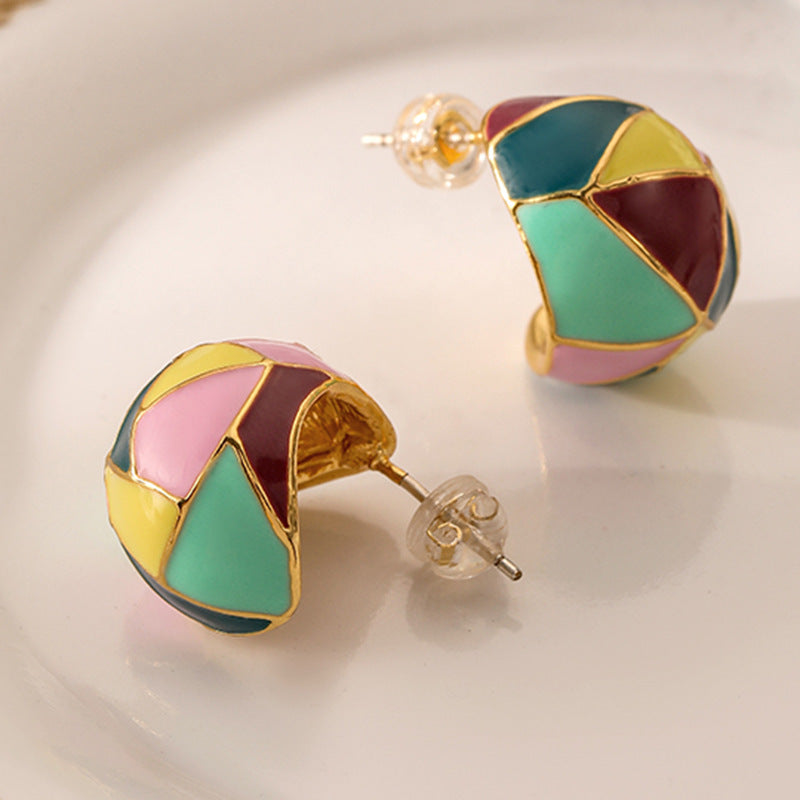 Colorful Dripping Oil Huggie Earrings