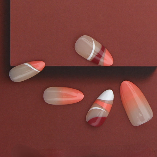 24 Pcs Press on Nails Medium Almond Acrylic Fake Nails Glue on Nails